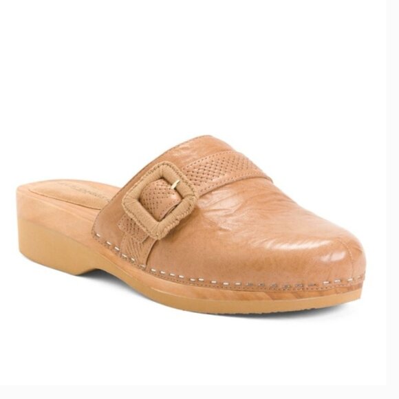 Kelsi Dagger Brooklyn Leather Carve Clogs Tan Size 8.5 JB - Picture 2 of 7